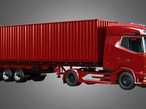 XG 530 Truck with 3-Axle Container Trailer 3D Model