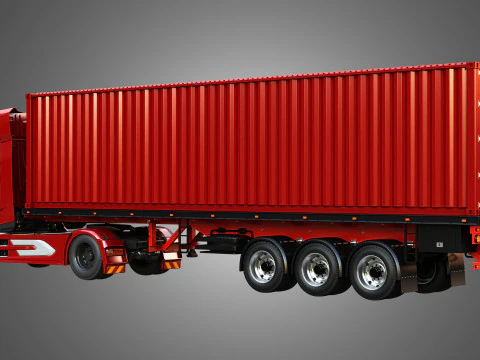 XG 530 Truck with 3-Axle Container Trailer 3D Model