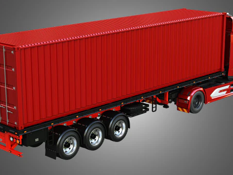 XG 530 Truck with 3-Axle Container Trailer 3D Model