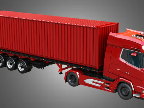 XG 530 Truck with 3-Axle Container Trailer 3D Model