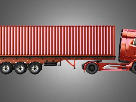XG 530 Truck with 3-Axle Container Trailer 3D Model