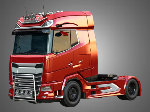 XG 530 Truck with 3-Axle Container Trailer 3D Model