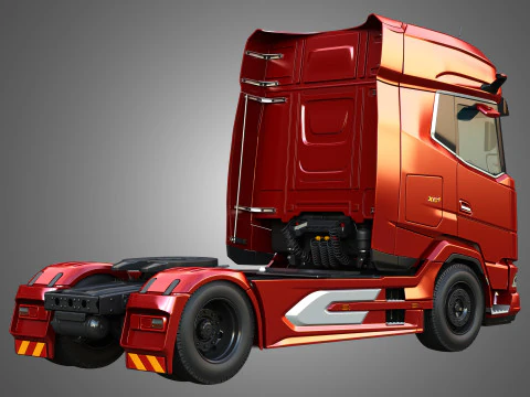 XG 530 Truck with 3-Axle Container Trailer 3D Model