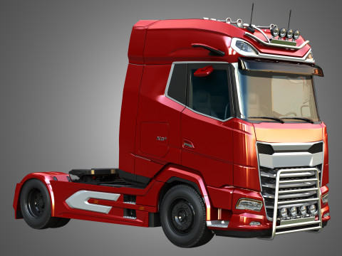XG 530 Truck with 3-Axle Container Trailer 3D Model
