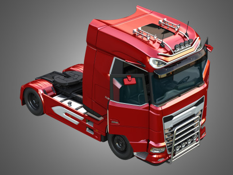 XG 530 Truck with 3-Axle Container Trailer 3D Model