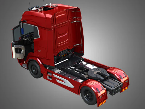 XG 530 Truck with 3-Axle Container Trailer 3D Model