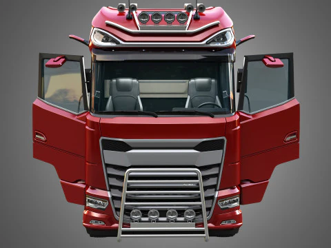 XG 530 Truck with 3-Axle Container Trailer 3D Model