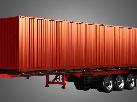 XG 530 Truck with 3-Axle Container Trailer 3D Model