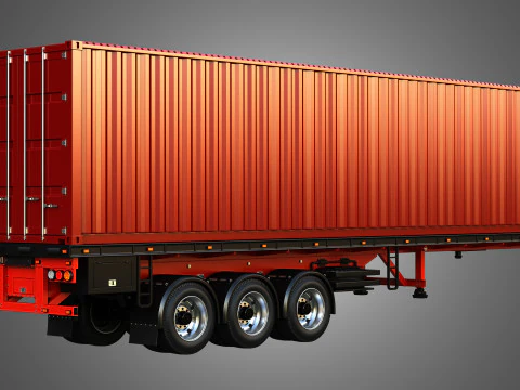 XG 530 Truck with 3-Axle Container Trailer 3D Model