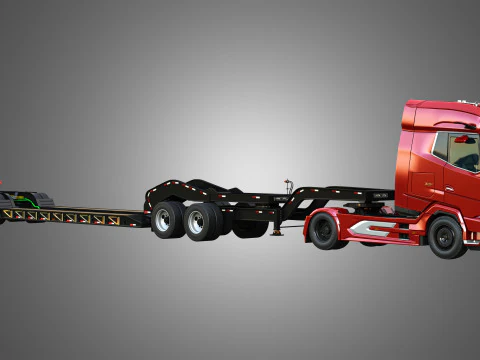 Autocarro XG 530 con doppio rimorchio ribassato per carico eccezionale Modello 3D