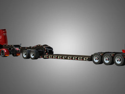 Autocarro XG 530 con doppio rimorchio ribassato per carico eccezionale Modello 3D