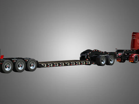 Autocarro XG 530 con doppio rimorchio ribassato per carico eccezionale Modello 3D