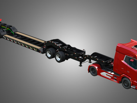 XG 530 Truck with Lowboy Double Trailer Oversize Load 3D 模型