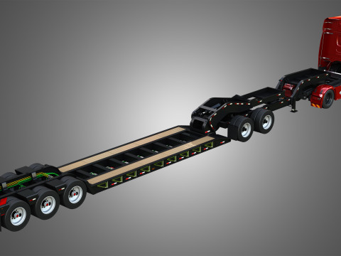 XG 530 Truck with Lowboy Double Trailer Oversize Load 3D 模型