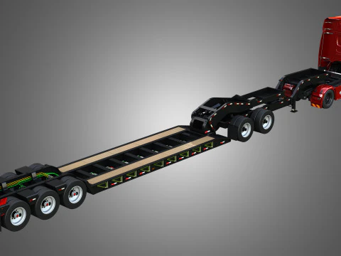 Autocarro XG 530 con doppio rimorchio ribassato per carico eccezionale Modello 3D