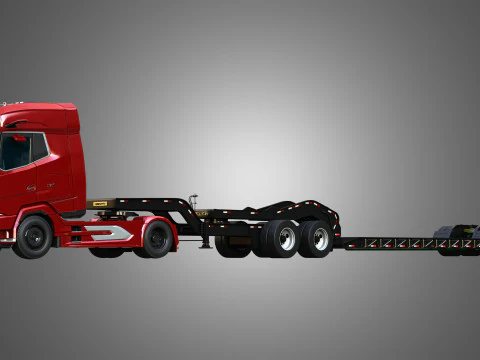 Autocarro XG 530 con doppio rimorchio ribassato per carico eccezionale Modello 3D