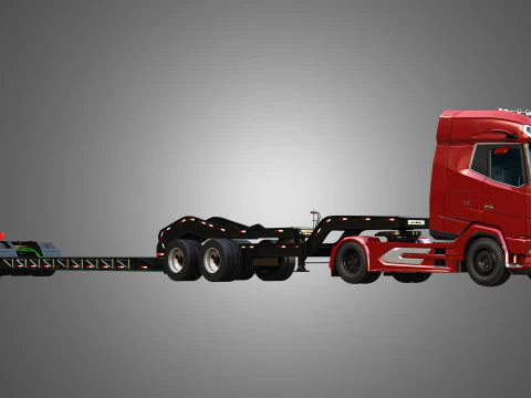 Autocarro XG 530 con doppio rimorchio ribassato per carico eccezionale Modello 3D