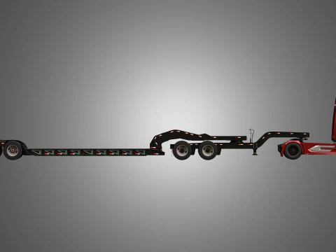 Autocarro XG 530 con doppio rimorchio ribassato per carico eccezionale Modello 3D