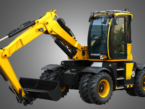 110W Hydradig Wheeled Excavator Modelo 3D