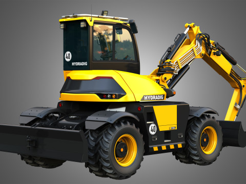 110W Hydradig Wheeled Excavator 3Dモデル