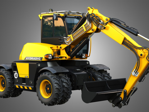 110W Hydradig Wheeled Excavator 3Dモデル