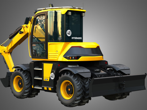 110W Hydradig Wheeled Excavator 3Dモデル