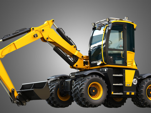 110W Hydradig Wheeled Excavator 3Dモデル
