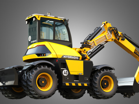 110W Hydradig Wheeled Excavator 3Dモデル