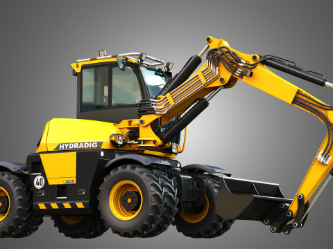 110W Hydradig Wheeled Excavator 3Dモデル