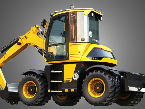 110W Hydradig Wheeled Excavator 3Dモデル