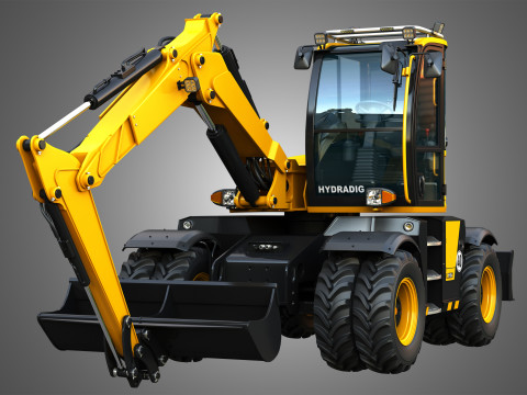 110W Hydradig Wheeled Excavator 3Dモデル