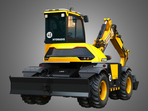 110W Hydradig Wheeled Excavator 3Dモデル