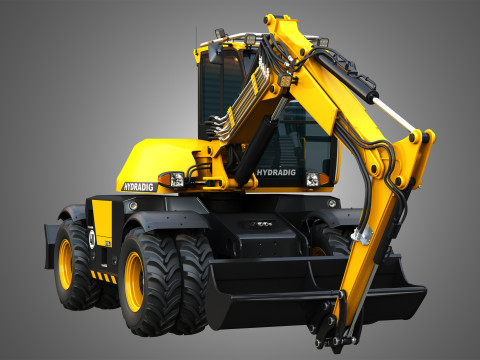 110W Hydradig Wheeled Excavator 3Dモデル