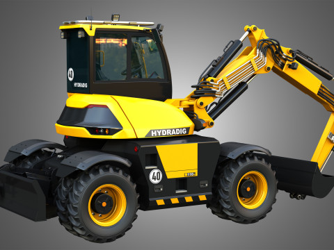 110W Hydradig Wheeled Excavator 3Dモデル