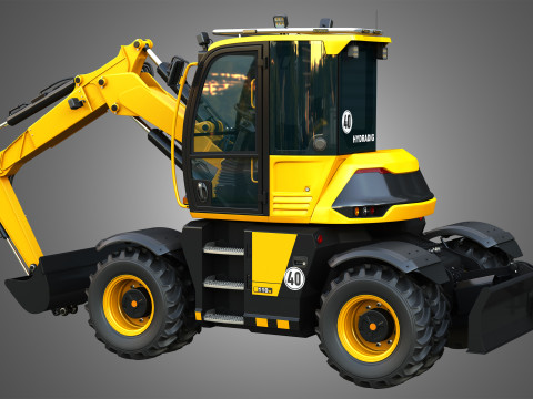 110W Hydradig Wheeled Excavator 3Dモデル