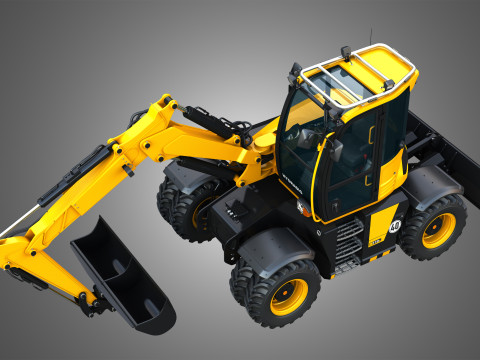 110W Hydradig Wheeled Excavator 3Dモデル