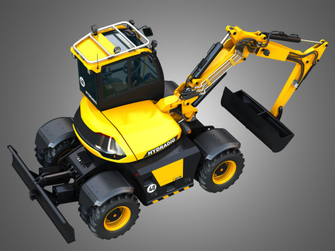 110W Hydradig Wheeled Excavator 3Dモデル