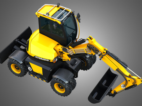 110W Hydradig Wheeled Excavator 3Dモデル