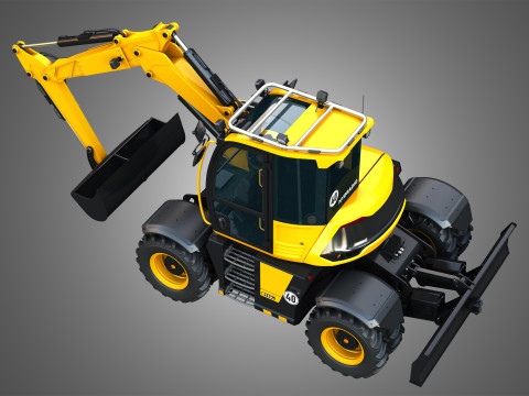 110W Hydradig Wheeled Excavator 3Dモデル