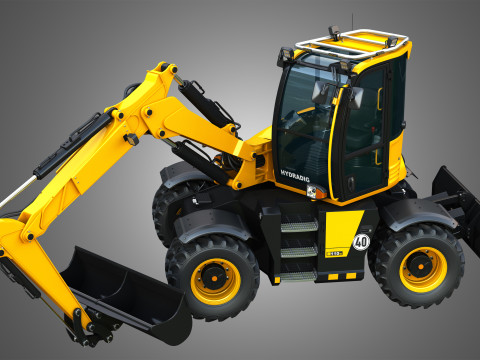 110W Hydradig Wheeled Excavator 3Dモデル
