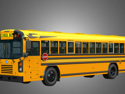 Bus Sekolah Blue Bird - 60 Penumpang Model 3D