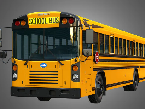 Blue Bird School Bus - 60 Passenger 3D Model