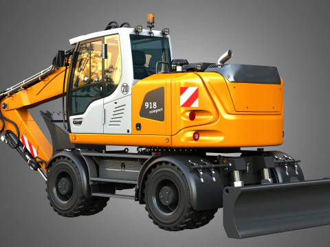 A918 Compact Litronic - Wheeled Excavator 3D Model