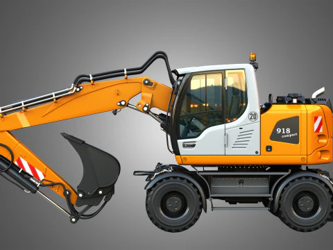 A918 Compact Litronic - Wheeled Excavator 3D Model