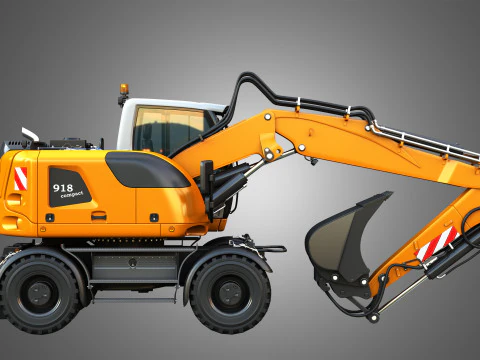 A918 Compact Litronic - Wheeled Excavator 3D Model