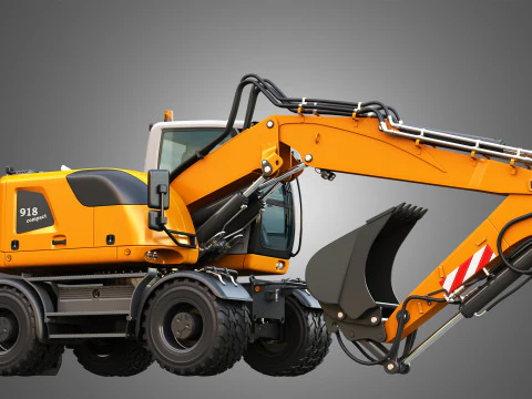 A918 Compact Litronic - Wheeled Excavator 3D Model