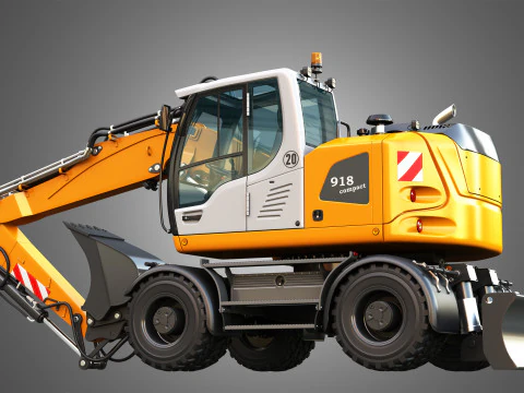 A918 Compact Litronic - Wheeled Excavator 3D Model