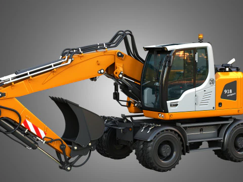 A918 Compact Litronic - Wheeled Excavator 3D Model