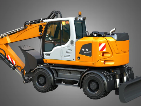 A918 Compact Litronic - Wheeled Excavator 3D Model