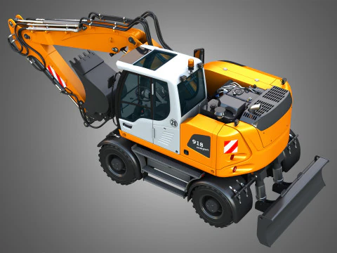 A918 Compact Litronic - Wheeled Excavator 3D Model